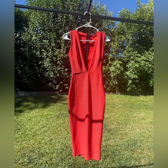 MISSGUIDED Elegant Deep Coral colored bandage Sleeveless Dress Size X-Small - Picture 8 of 10